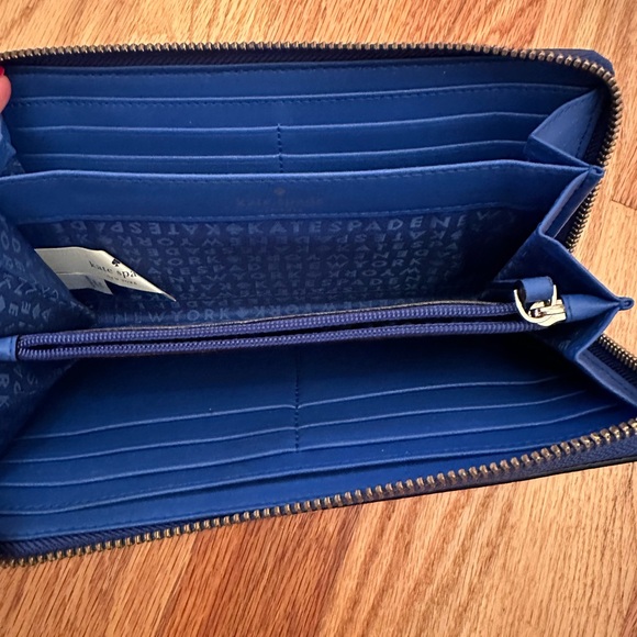 Kate Spade Blue Pebbled Leather Zip Wallet Large Continental - Picture 4 of 7
